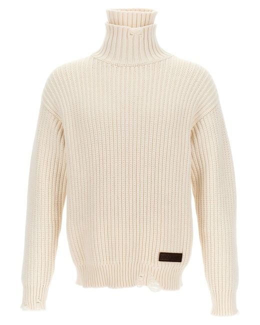 DSquared² White Broken Stitch Double Collar Sweater, Cardigans for men