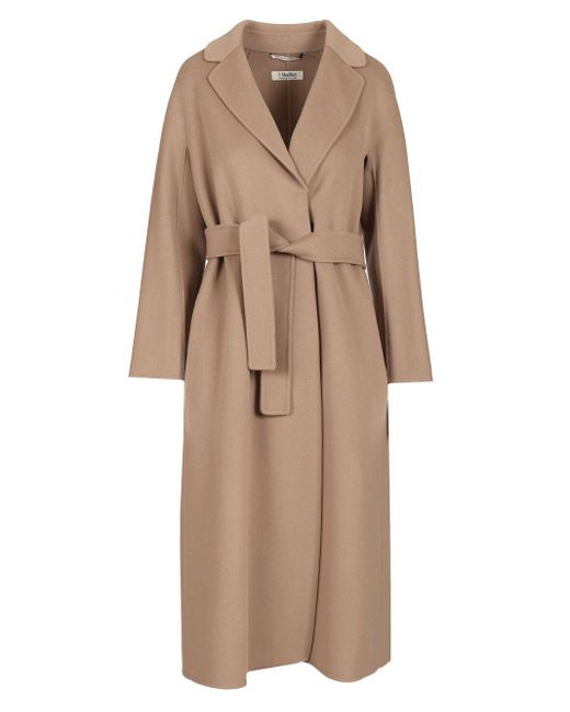 Max Mara Natural Wool Drap Midi Coat Coats