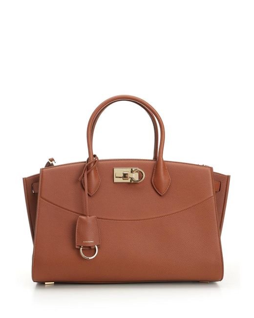 Ferragamo Brown Top Handle Bag Handbags