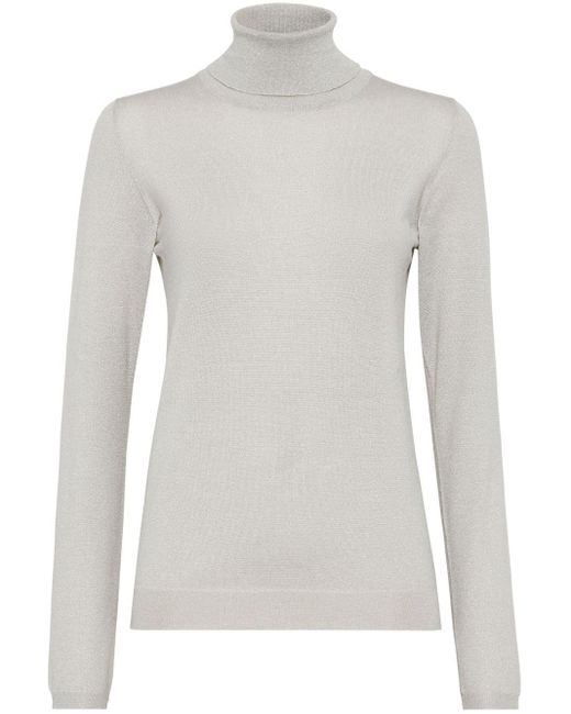 Brunello Cucinelli Gray Cashmere Turtle-Neck Sweater