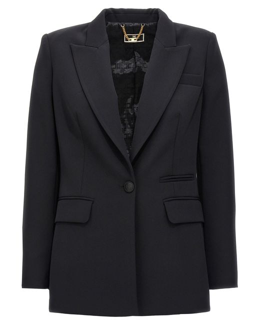 Elisabetta Franchi Black Single-breasted Blazer Blazer And Suits