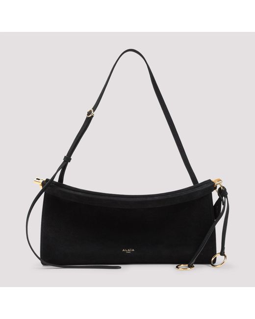 East West M Nabuk Shoulder Bag-Donna di Alaïa in Black