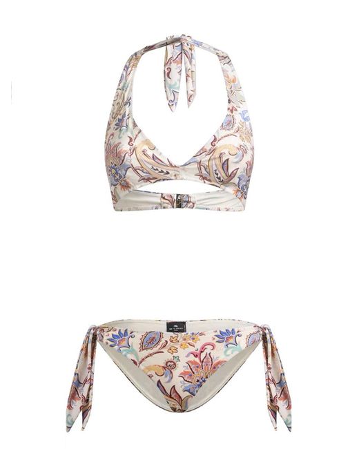Floral Print Bikini Swimsuit-Donna di Etro in White