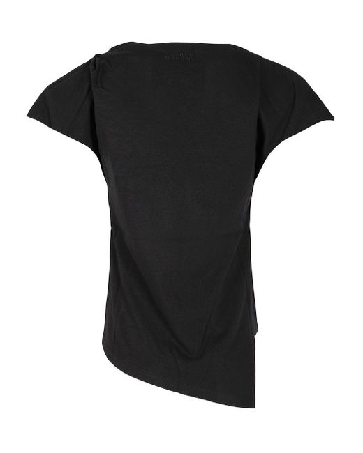 Sebani Asymmetrical T-Shirt Top Nero-Donna di Isabel Marant in Black