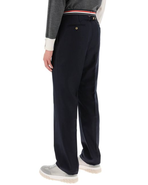 Thom Browne Blue Tricolar Waistband Wool Twill Pants for men