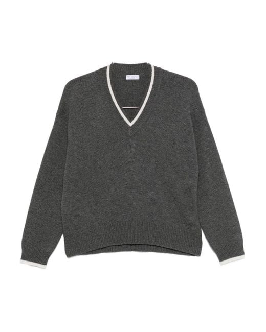 Brunello Cucinelli Black Cashmere V Necked Sweater