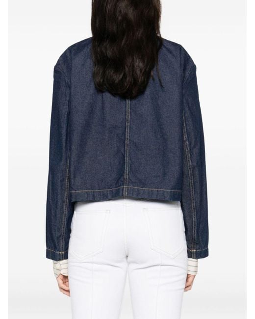 Maison Kitsuné Blue Cropped Denim Jacket