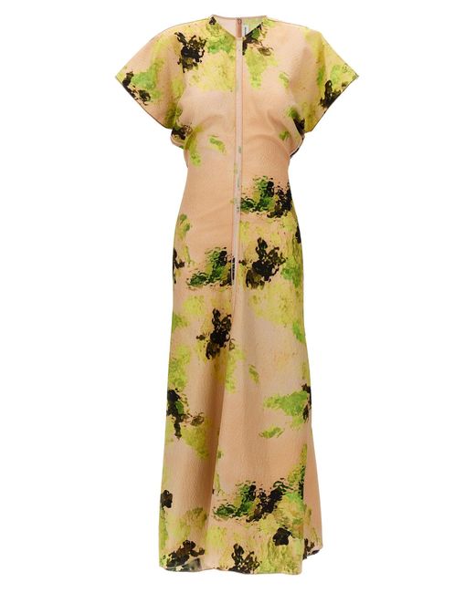 Victoria Beckham Metallic Floral Printed Dress Dresses
