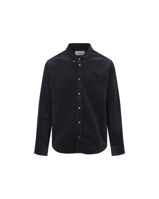 Classic Fit Cotton Shirt-Uomo di AMI in Blue da Uomo