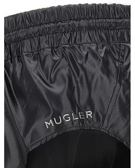 Mugler Black Shiny Effect Fabric Swimsuit Shorts Bermuda, Short