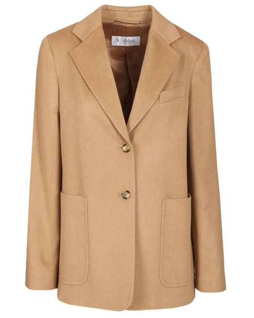 ジャケット MAX MARA CAMEL DRAP BLAZER WITH SABLES Max Mara Camel Drap Blazer Jackets in Natural | Lyst