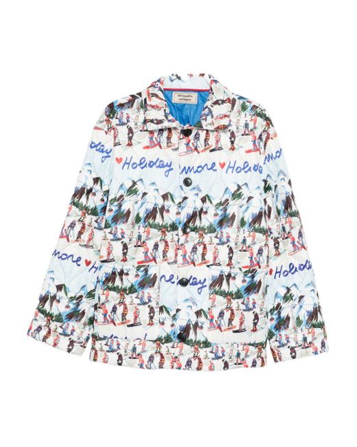 ALESSANDRO ENRIQUEZ White Printed Quilted Jacket