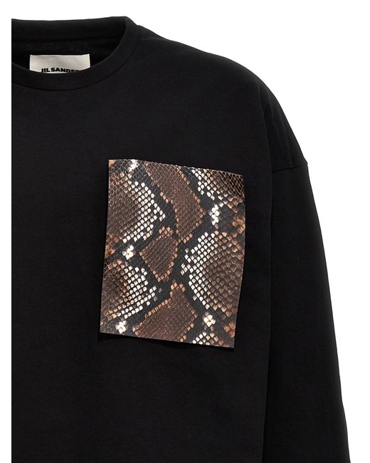 Phyton Pocket T Shirt Nero di Jil Sander in Black da Uomo