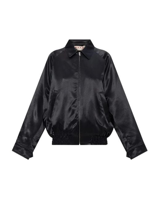 Marni Blue Satin Bomber Jacket