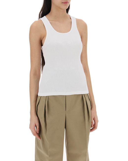 MM6 by Maison Martin Margiela White Tank Top With Numeric Logo
