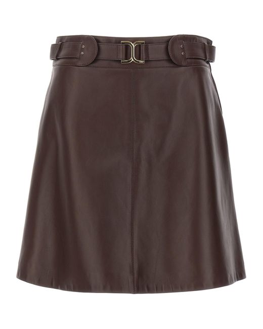 Leather Mini Skirt Gonne Marrone di Chloé in Brown