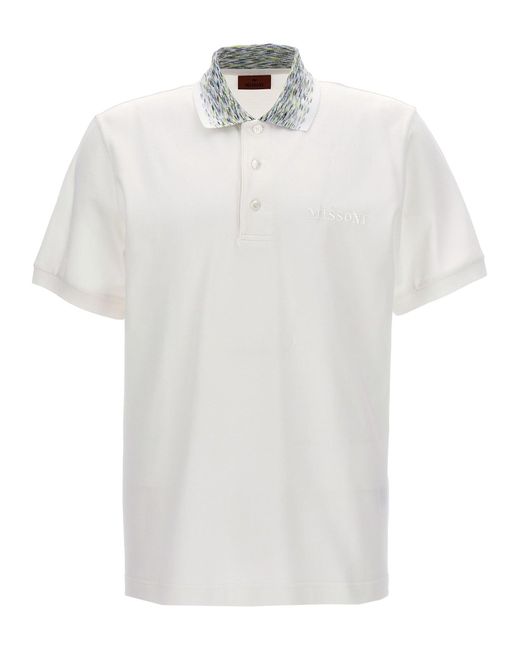 Logo Embroidery Shirt Polo Bianco di Missoni in White da Uomo