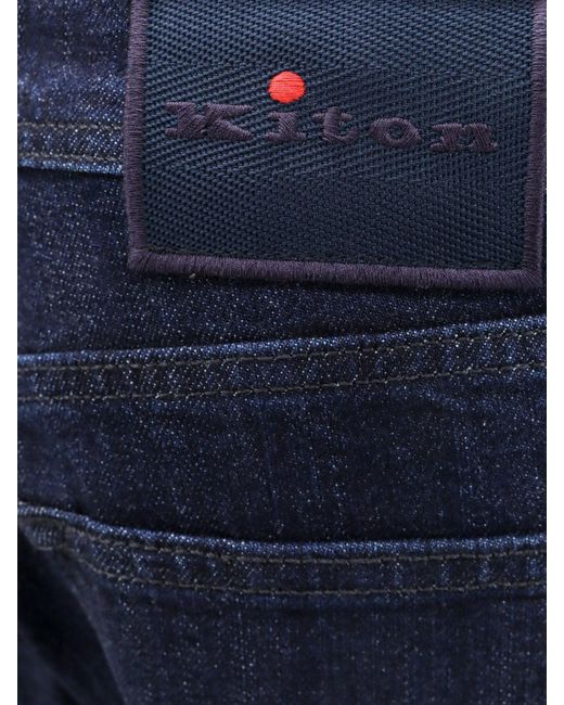 Jeans con iconici botttoni logati di Kiton in Blue da Uomo