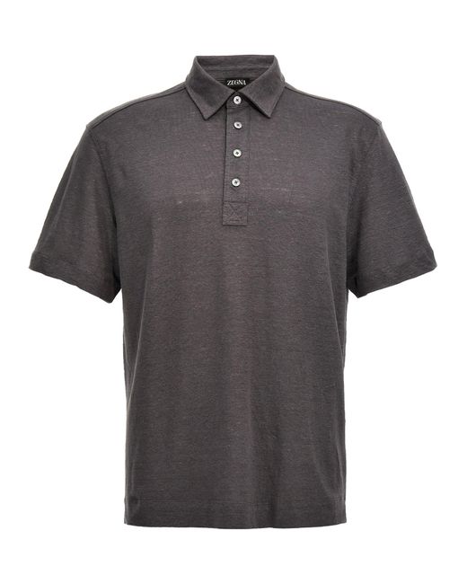 Linen Shirt Polo Grigio di Zegna in Gray da Uomo
