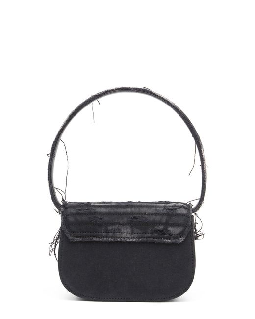 DIESEL Black 1Dr Denim Shoulder Bag With Used Effect