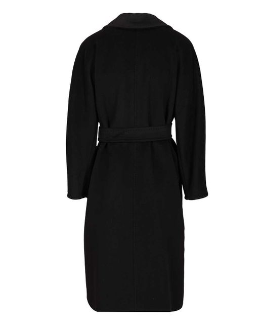 Max Mara Black Double-breasted Coat With Belt