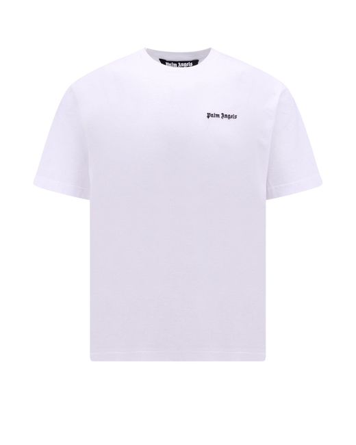 Palm Angels White T-shirt With Embroidered Logo for men