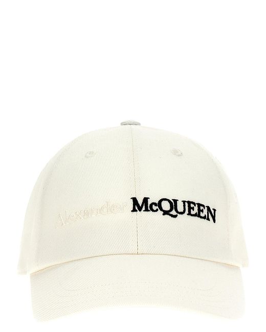 Logo Baseball Cap Cappelli Bianco/Nero-Uomo di Alexander McQueen in Natural da Uomo