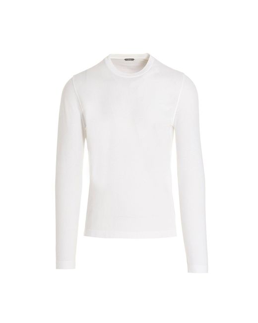 Zanone White Ice Cotton Long-sleeved T-shirt for men