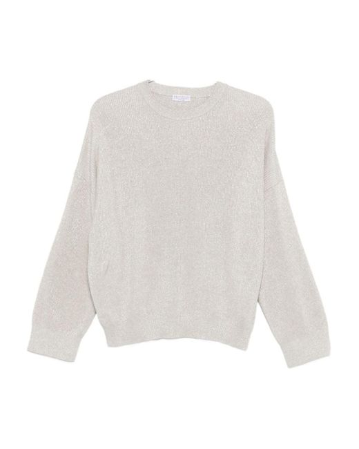 Brunello Cucinelli White Cotton Crewneck Sweater