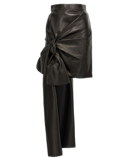 Alexander McQueen Black Maxi Bow Leather Skirt Skirts