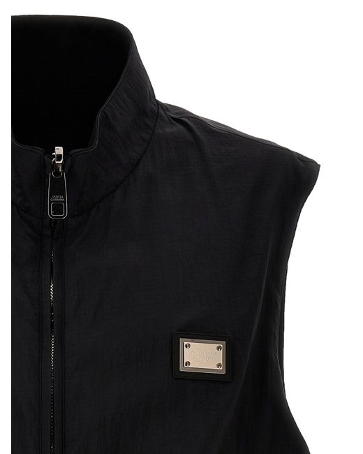 Dolce & Gabbana Black Logo Reversible Vest Gilet for men