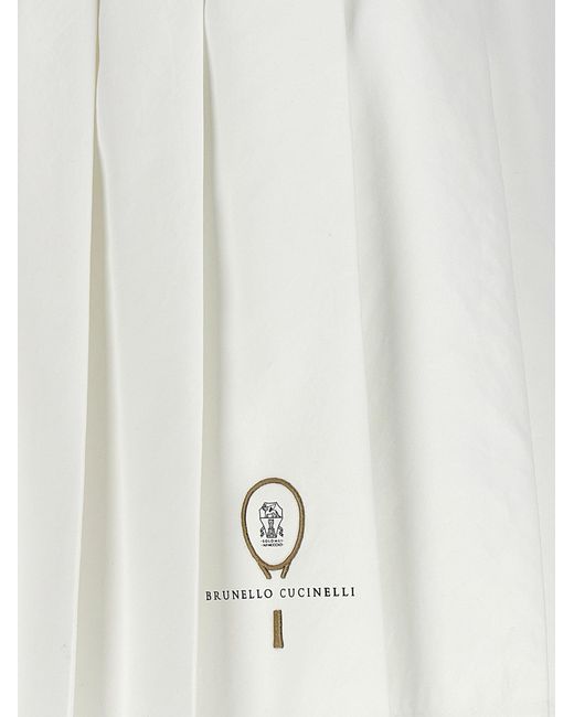Brunello Cucinelli White Mini Pleated Skirt