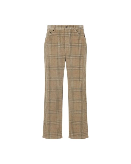Straight Trousers di Burberry in Natural da Uomo