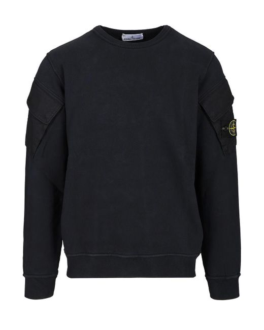Stone Island Blue Crewneck Sweatshirt for men