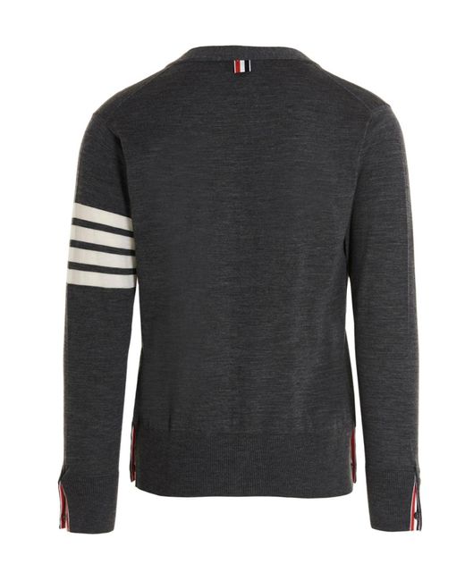 Cardigan A Righe-Uomo di Thom Browne in Black da Uomo