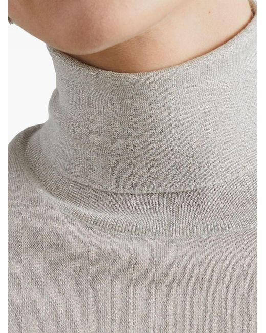 Brunello Cucinelli Gray Cashmere Turtle-Neck Sweater