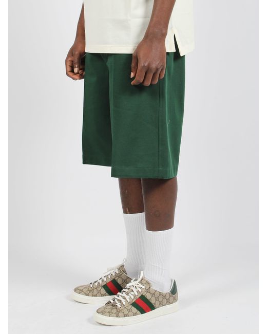 Gucci Green Web Detail Cotton Short