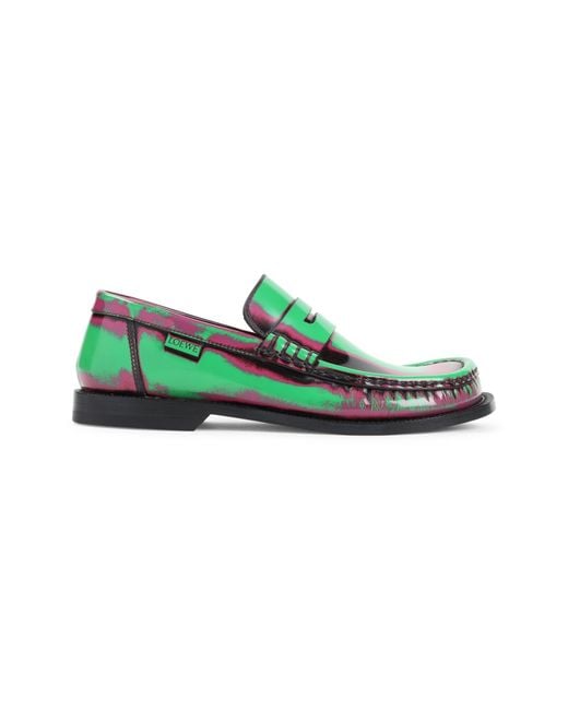 And Campo Brushed Calf Leather Loafers-Donna di Loewe in Green