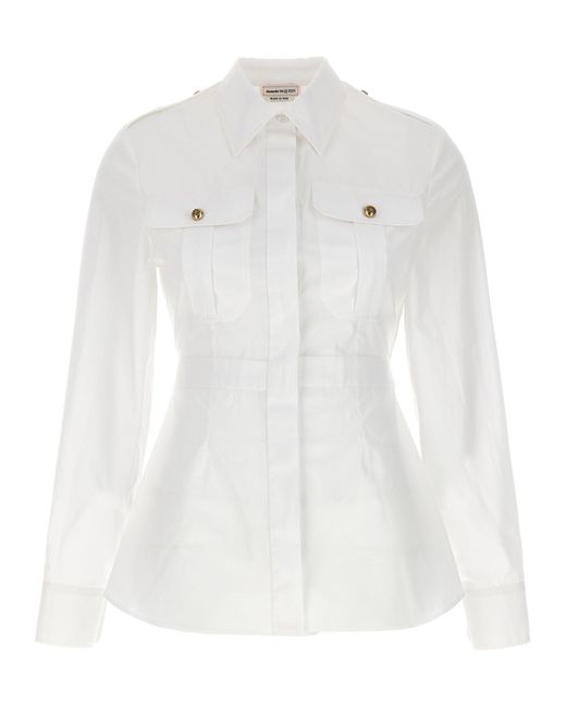Alexander McQueen White Peplum Shirt Shirt, Blouse