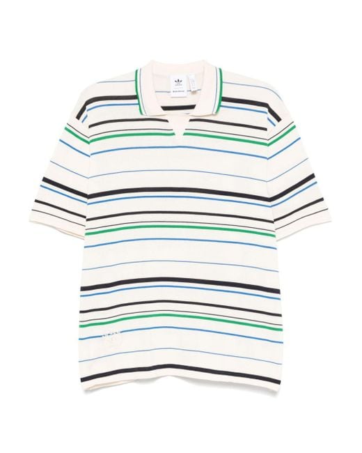 Adidas by Wales Bonner White Cotton Blend Knitted Polo Shirt for men