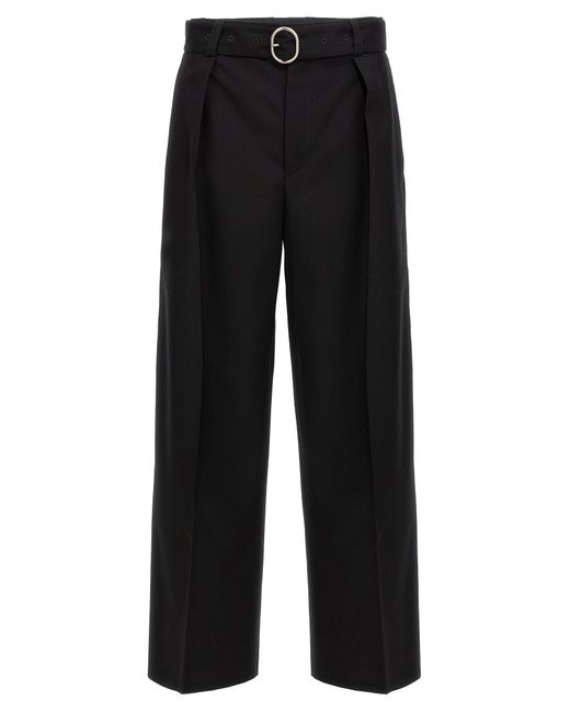 Gabardine Trousers Pantaloni Nero di Jil Sander in Black da Uomo