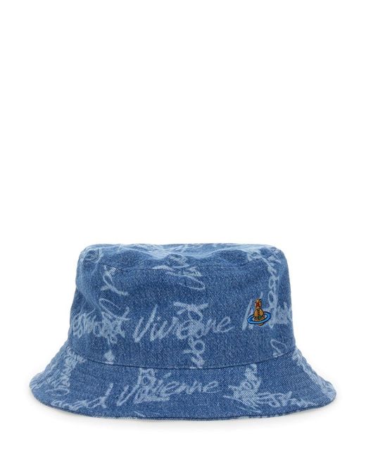 Vivienne Westwood Blue Bucket Hat With Logo