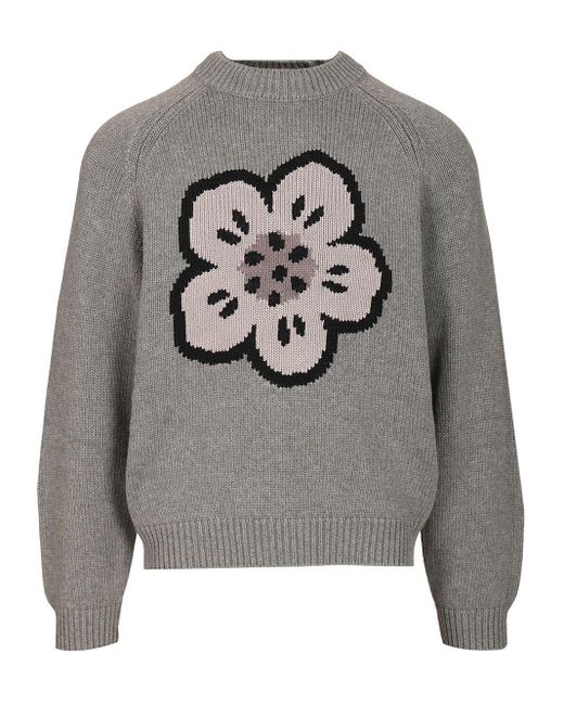 KENZO Gray Crew Neck Sweater for men