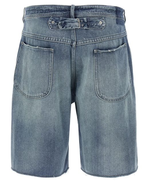 Maison Margiela Blue Denim Buckle Bermuda Shorts for men