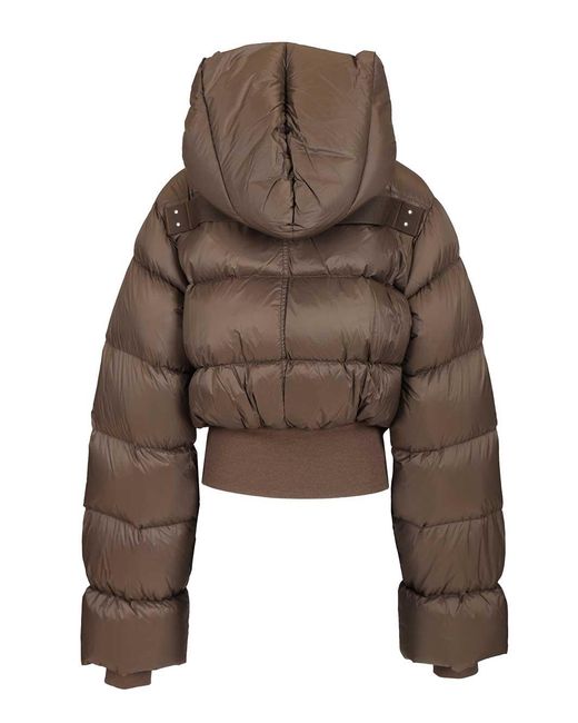 Rick Owens Brown Quilted Nylon Down Jacket