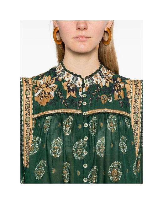 Farm Rio Green Tayla Paisley-Print Shirt