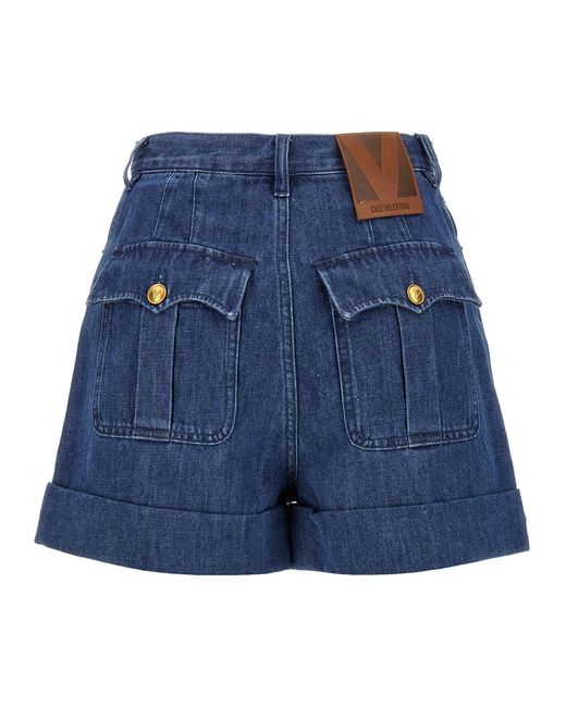Valentino Garavani Blue Denim Shorts Bermuda And Short