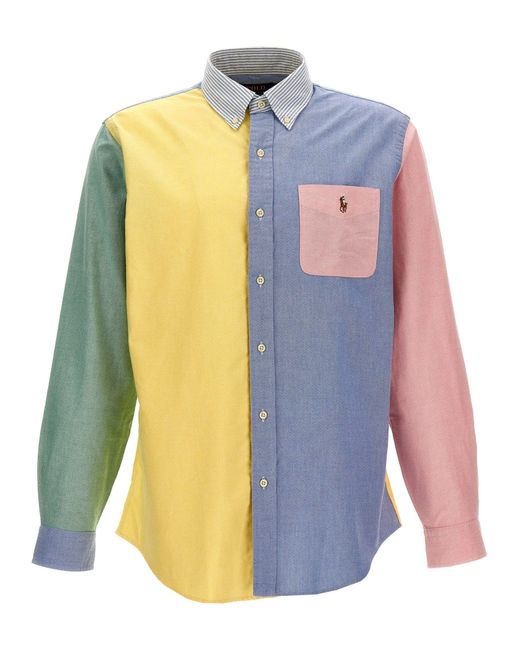 Polo Ralph Lauren Patchwork Shirt With Logo Embroidery Shirt in Blue ...