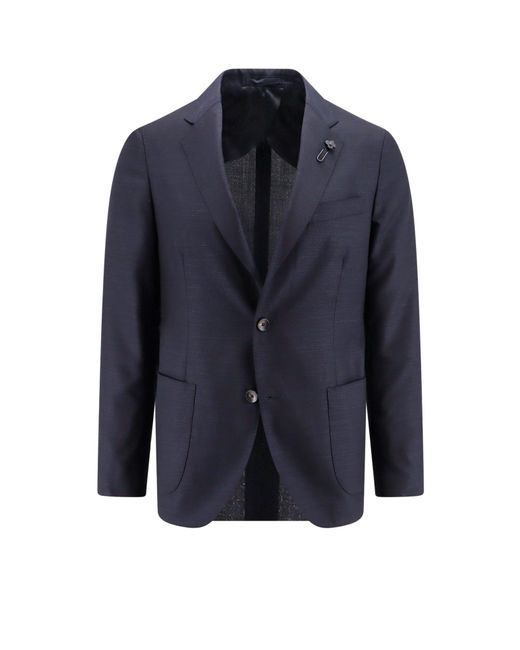 Lardini Blue Wool And Silk Blend Jacket for men