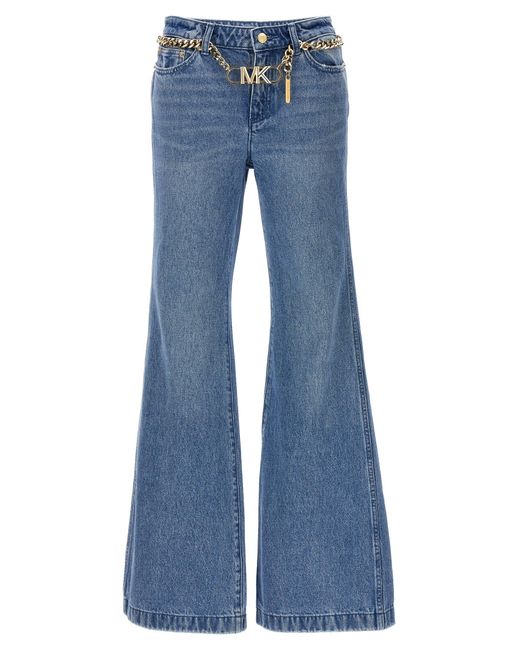 Michael Kors Blue 'Flare Chain Belt' Jeans